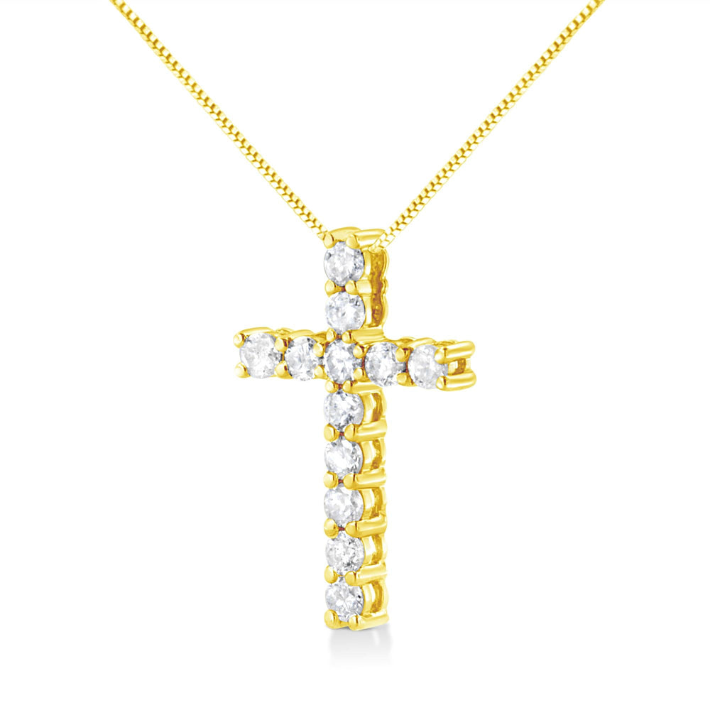 .925 Sterling Silver 1.00 cttw Traditional Diamond Cross 18" Pendant Necklace (J-K Color, I2-I3 Clarity)