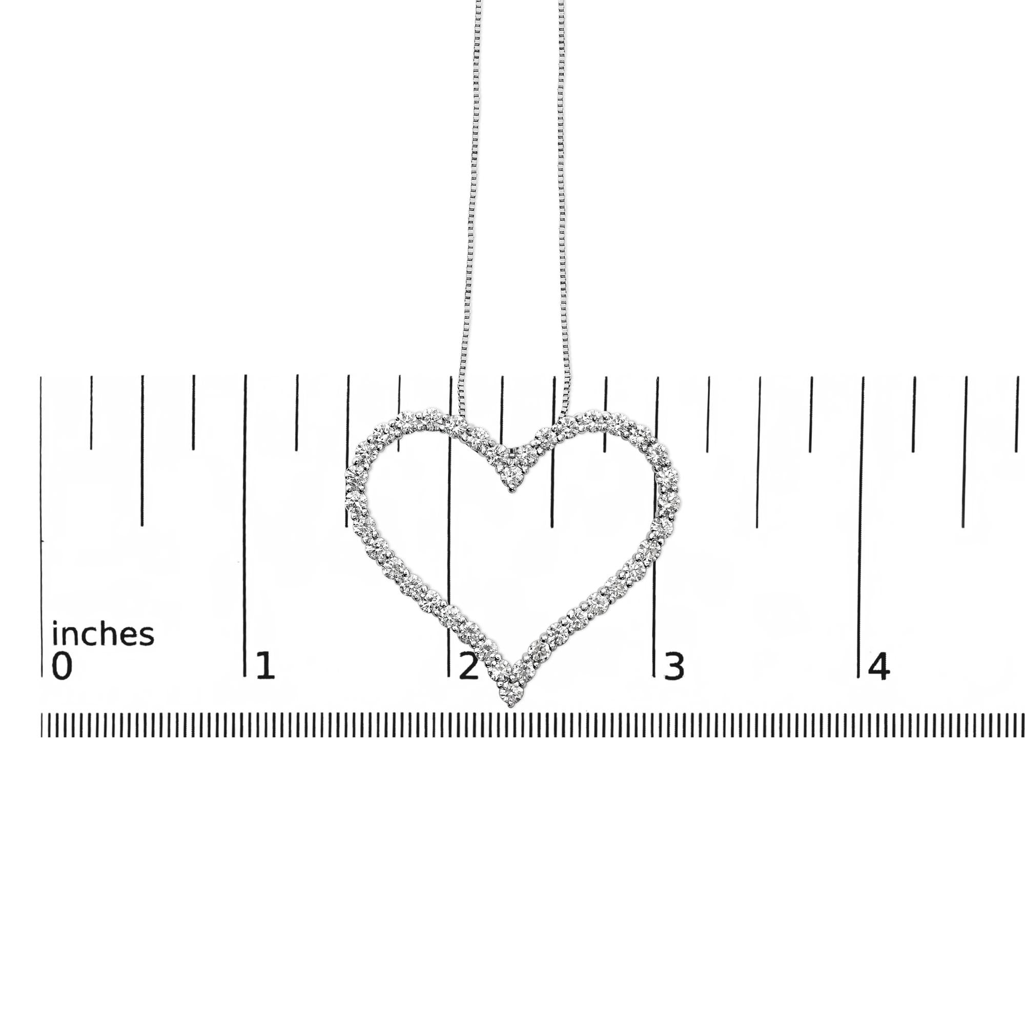 14K White Gold 3.0 Cttw Lab Grown Diamond Open Heart Pendant Necklace