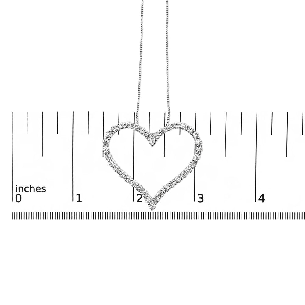 14K White Gold 3.0 Cttw Lab Grown Diamond Open Heart Pendant Necklace
