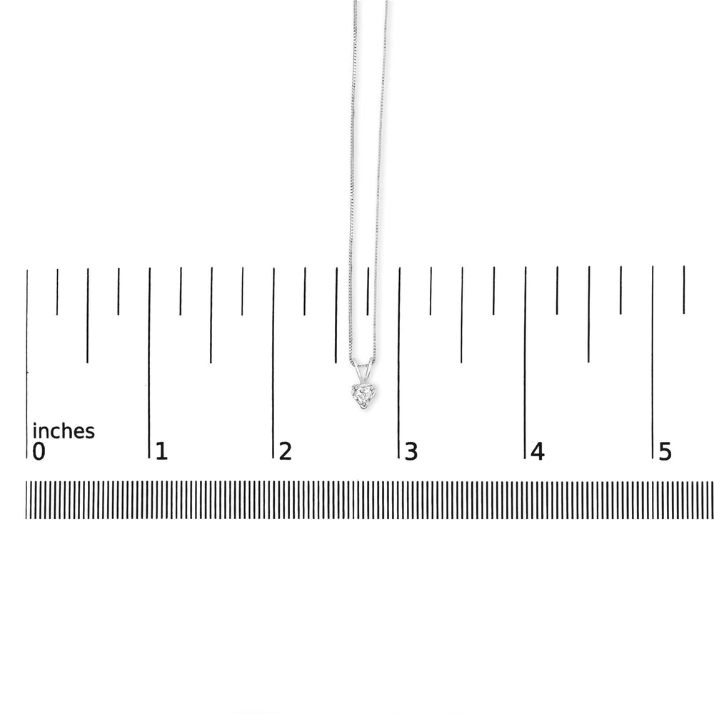 14K White Gold 3-Prong Set Heart Shaped Solitaire Lab Grown Diamond 18" Pendant Necklace (F-G Color, VS2-SI1 Clarity)