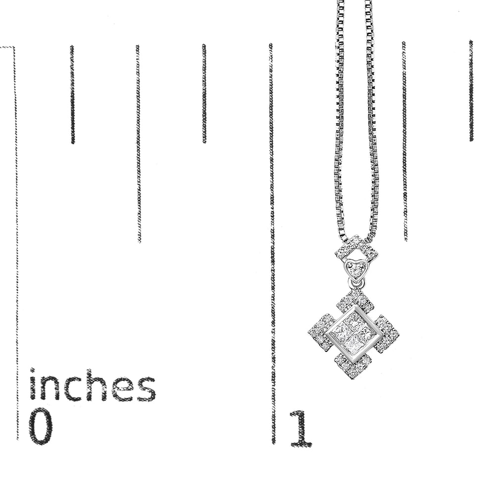 10K White Gold 1/5 Cttw Diamond Geometric Design Pendant Necklace