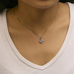 10K Yellow Gold 3/8 Cttw Princess Diamond Geometric Pendant Necklace