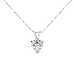 14K White Gold Martini Set 1.00 Cttw Lab Grown Heart Diamond Solitaire 18" Pendant Necklace (F-G Color, VS1-VS2 Clarity)