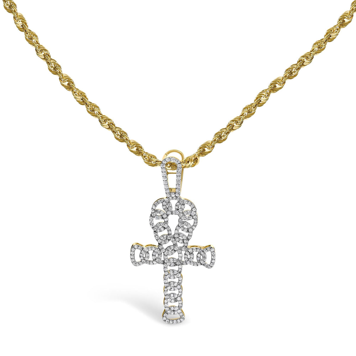 Men's 10K Yellow Gold 1.00 Cttw Ankh Cross Pendant