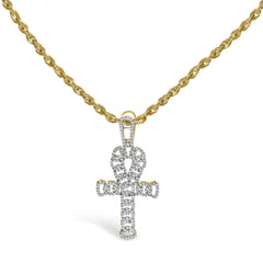 Men's 10K Yellow Gold 1.00 Cttw Ankh Cross Pendant