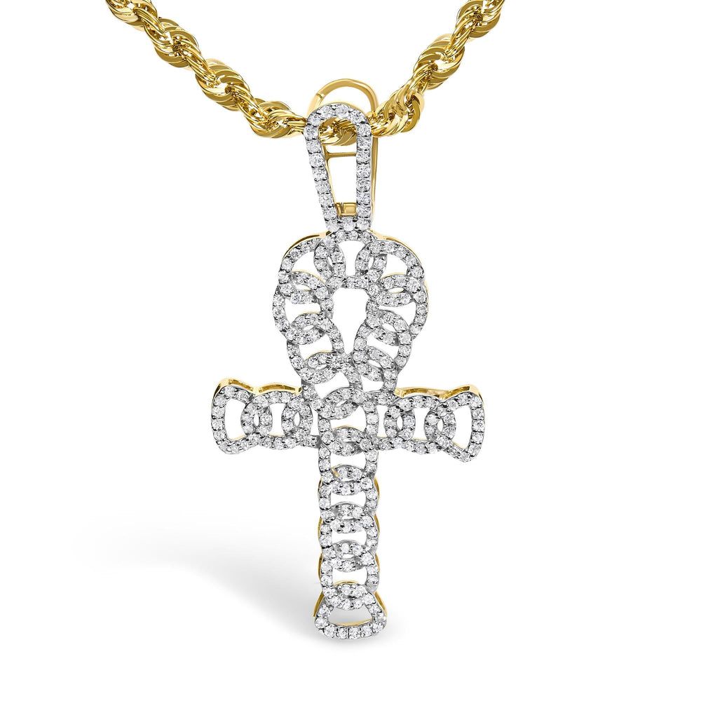 Men's 10K Yellow Gold 1.00 Cttw Ankh Cross Pendant