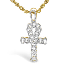 Men's 10K Yellow Gold 1.00 Cttw Ankh Cross Pendant