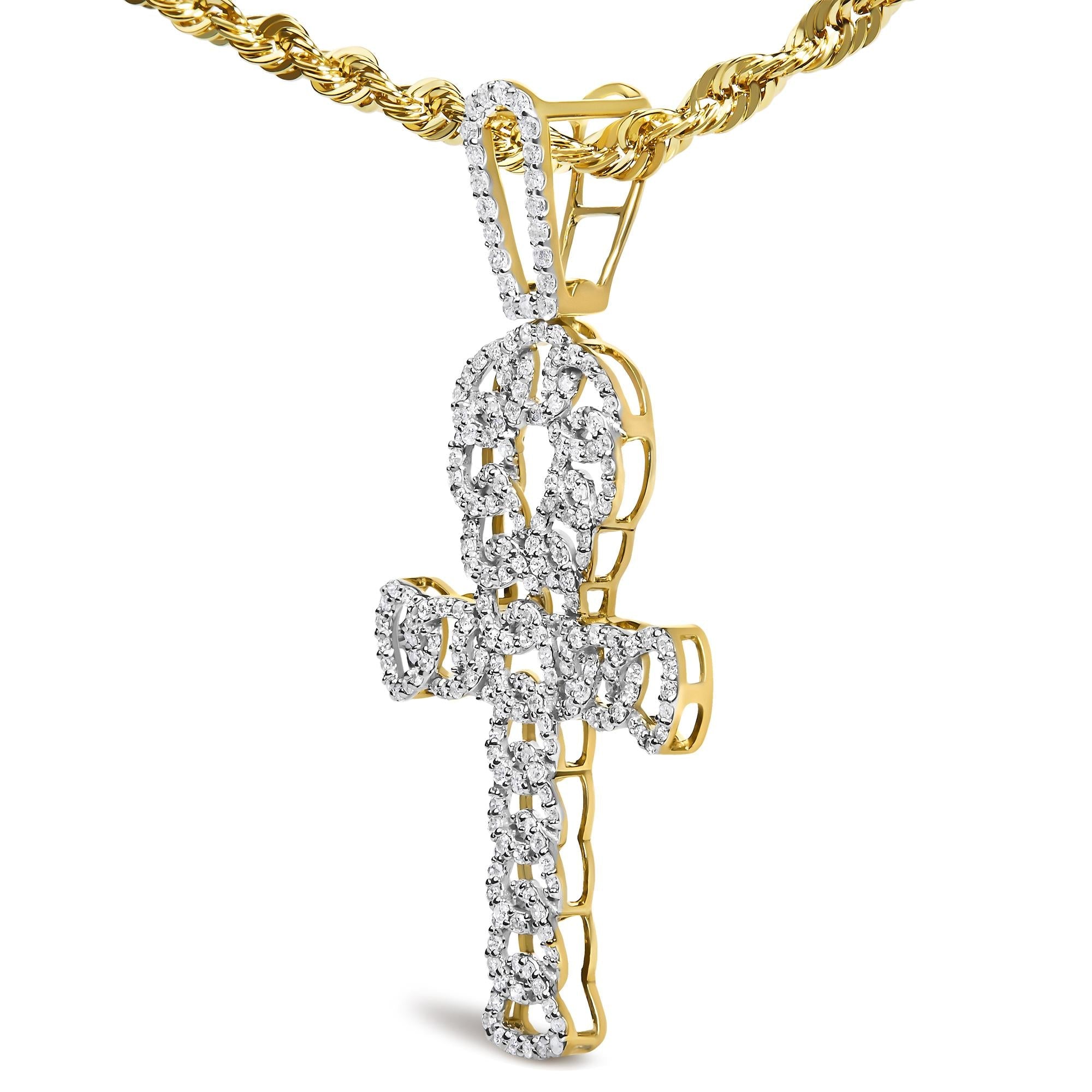 Men's 10K Yellow Gold 1.00 Cttw Ankh Cross Pendant