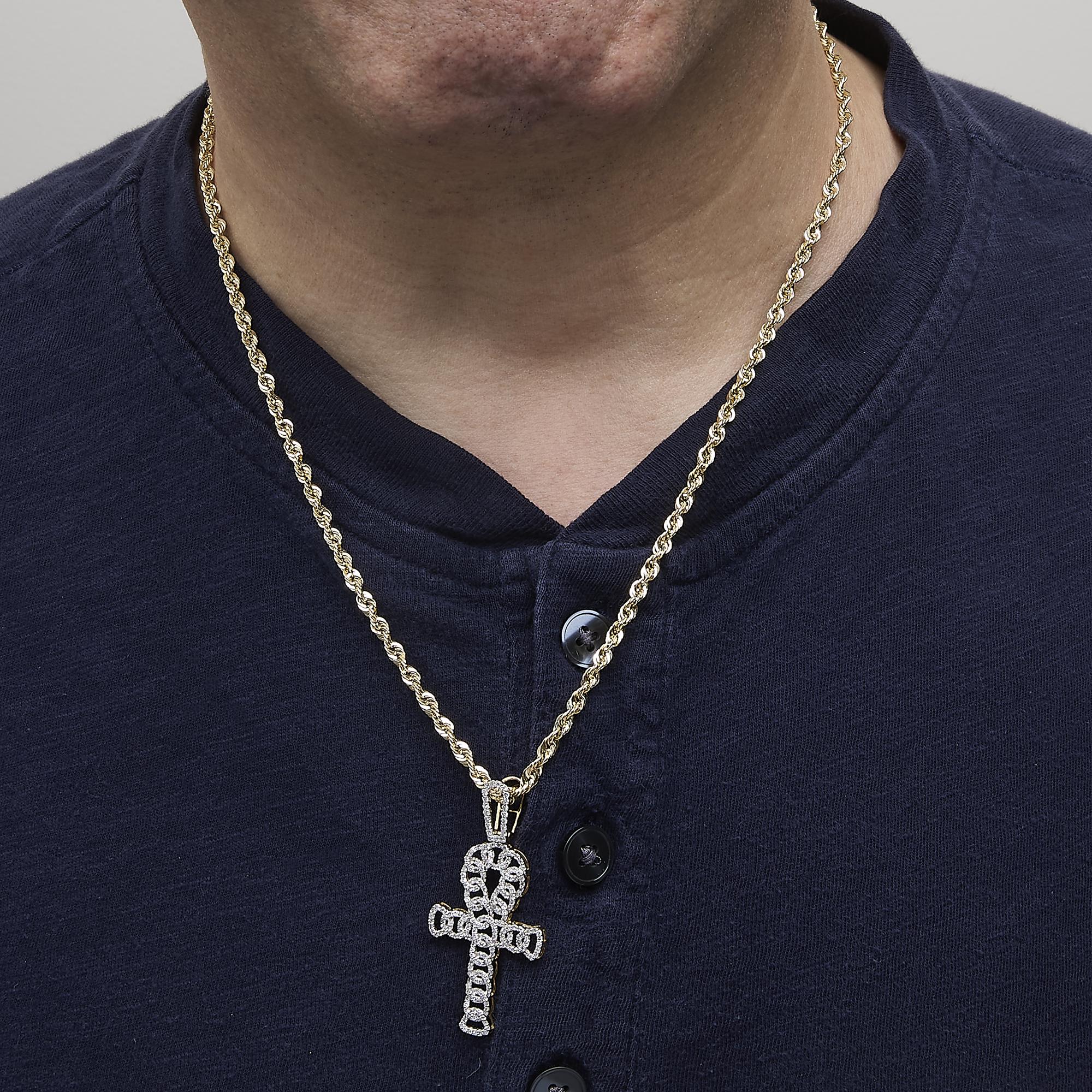 Men's 10K Yellow Gold 1.00 Cttw Ankh Cross Pendant