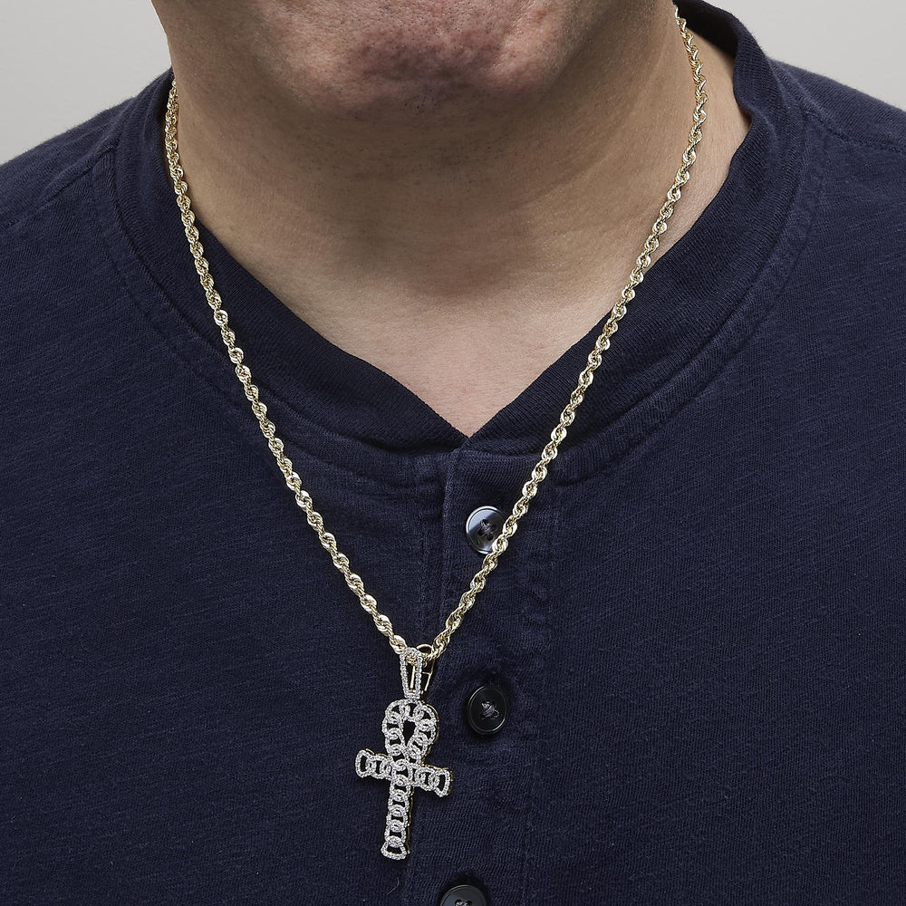Men's 10K Yellow Gold 1.00 Cttw Ankh Cross Pendant