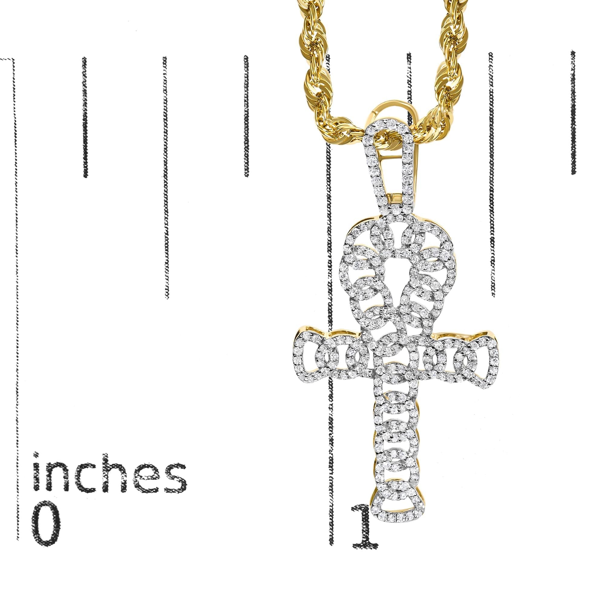 Men's 10K Yellow Gold 1.00 Cttw Ankh Cross Pendant