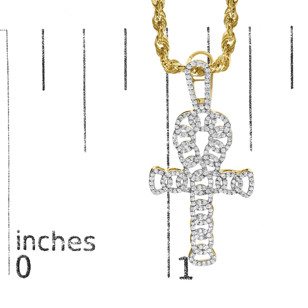 Men's 10K Yellow Gold 1.00 Cttw Ankh Cross Pendant