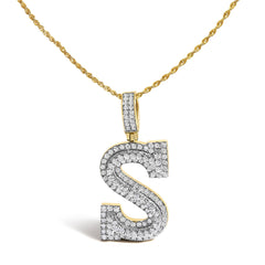 Men's 10K Yellow Gold 1 5/8 Cttw Letter S Initial Pendant Necklace