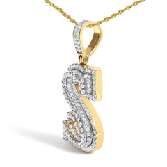 Men's 10K Yellow Gold 1 5/8 Cttw Letter S Initial Pendant Necklace