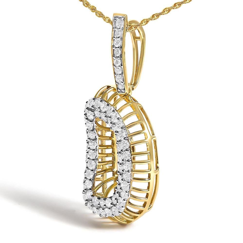 Men's 10K Yellow Gold 1 1/5 Cttw Diamond Letter D Initial Pendant Necklace