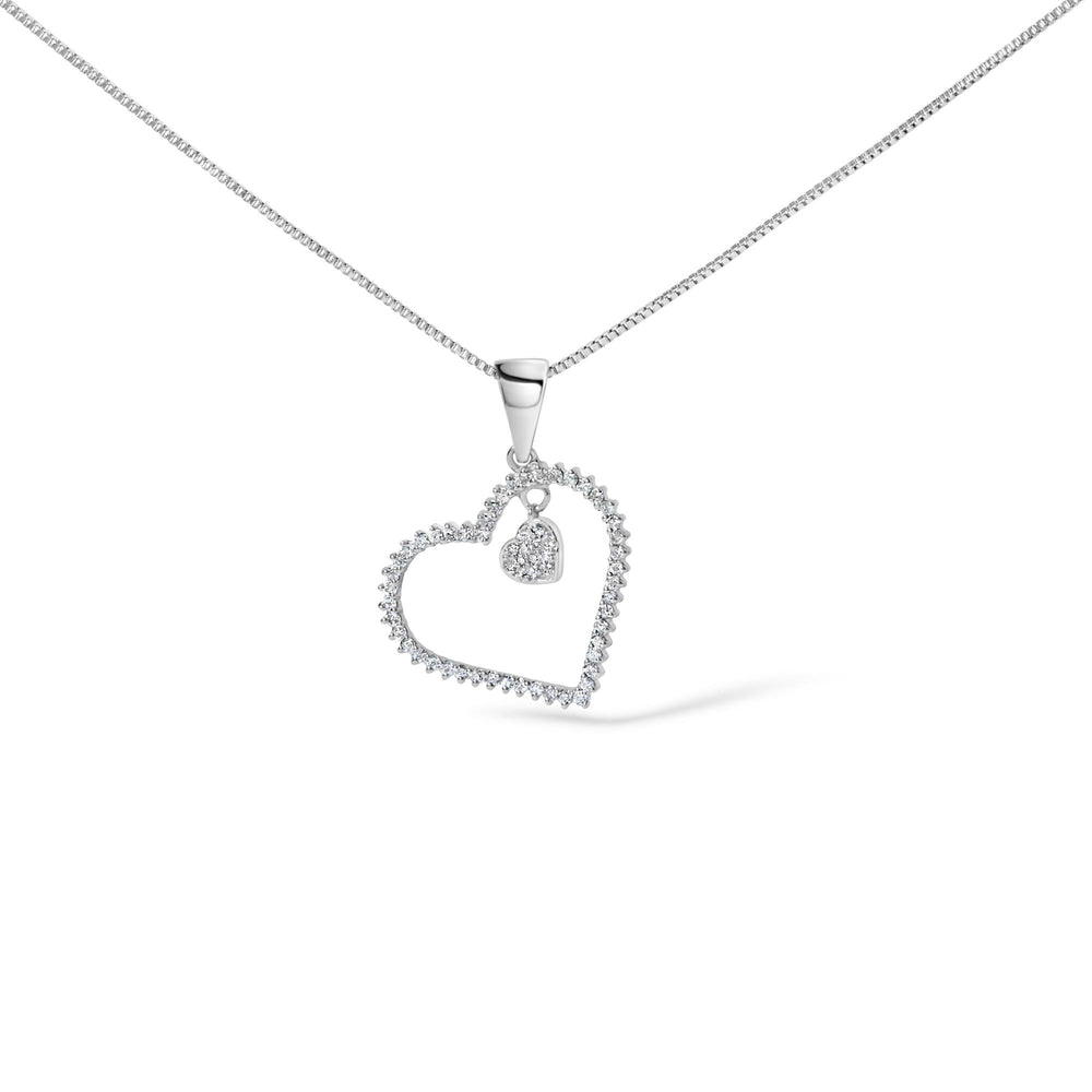 925 Sterling Silver 1/3ct TDW Diamond Heart Pendant Necklace