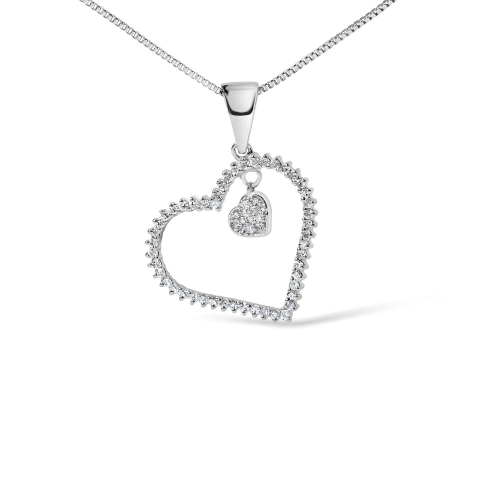 925 Sterling Silver 1/3ct TDW Diamond Heart Pendant Necklace