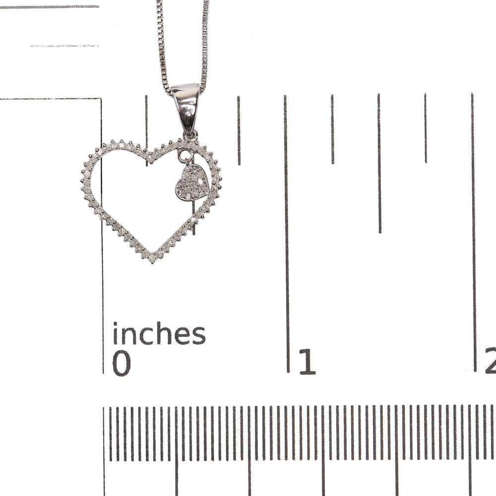 925 Sterling Silver 1/3ct TDW Diamond Heart Pendant Necklace