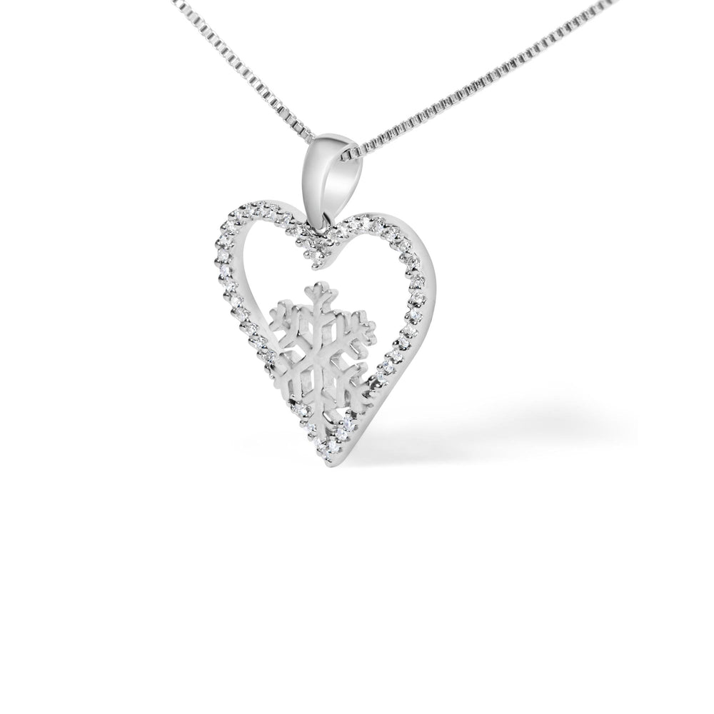 925 Sterling Silver 1/10ct TDW Diamond Heart Pendant Necklace 18"