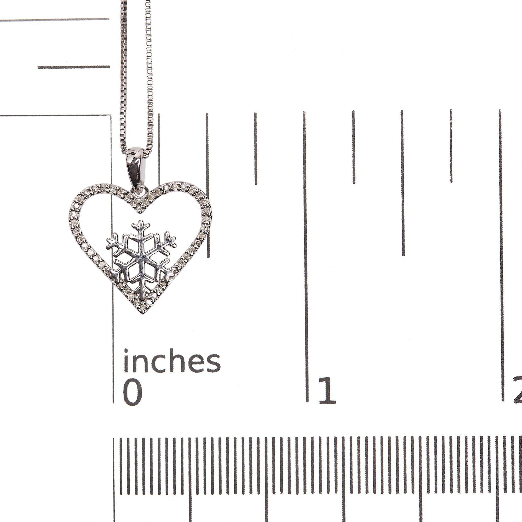 925 Sterling Silver 1/10ct TDW Diamond Heart Pendant Necklace 18"