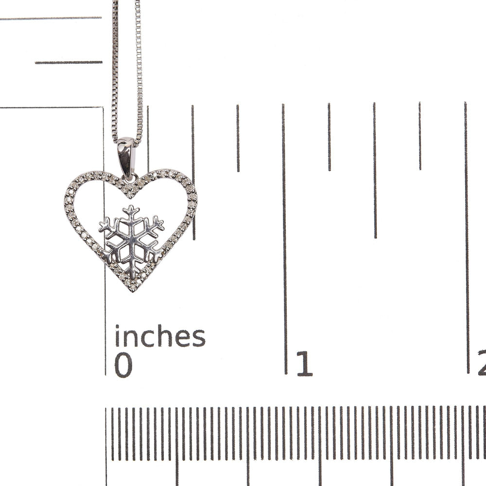 925 Sterling Silver 1/10ct TDW Diamond Heart Pendant Necklace 18"
