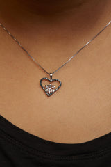 925 Sterling Silver 1/10ct TDW  Blue Treated  Diamond Heart Pendant Necklace