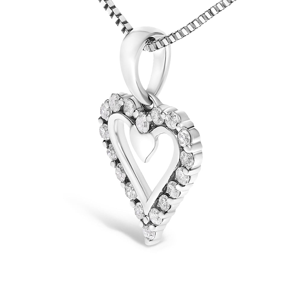 .925 Sterling Silver 1/5 Cttw Diamond Open Heart Pendant Necklace (I-J Color, I2-I3 Clarity) - 18" Inches