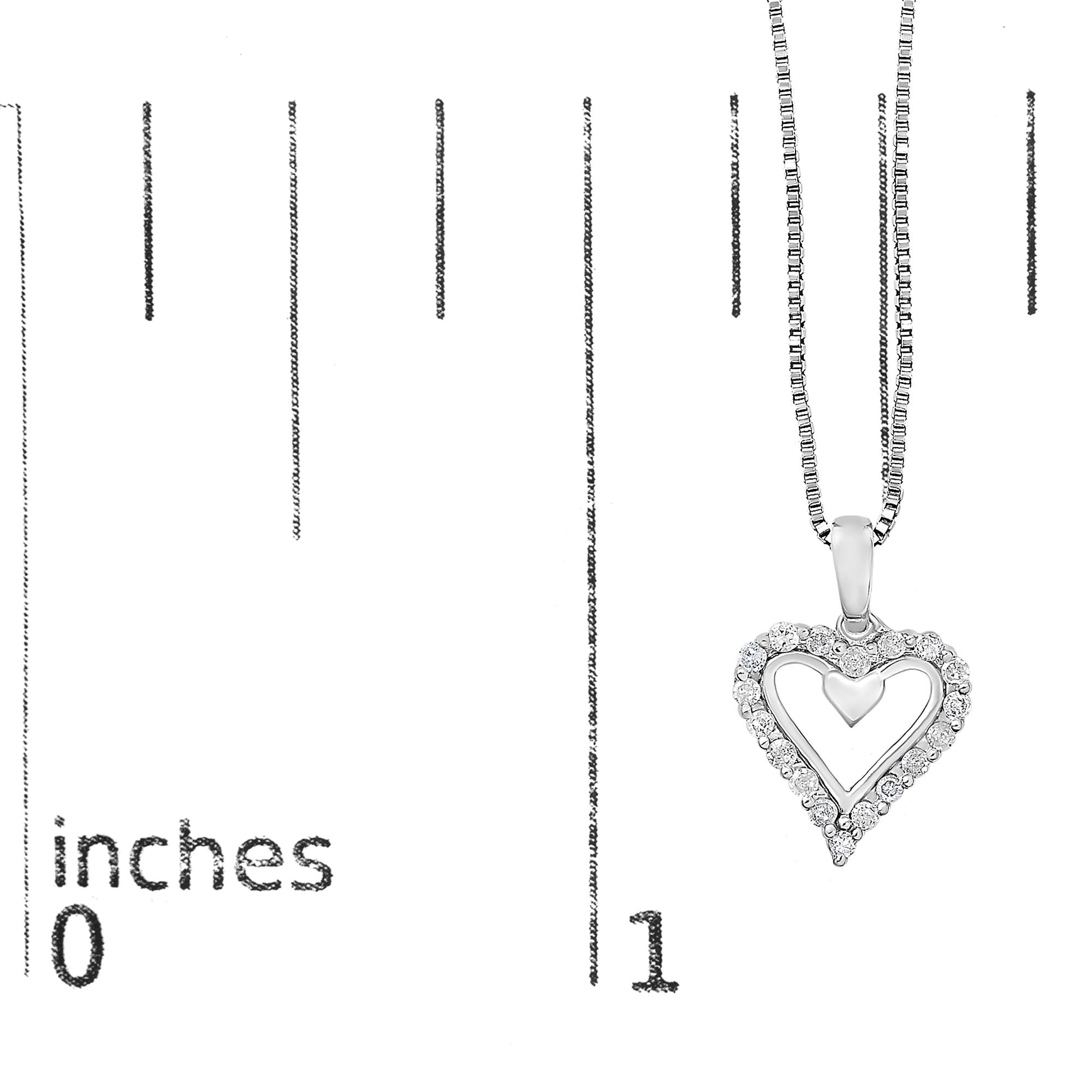 .925 Sterling Silver 1/5 Cttw Diamond Open Heart Pendant Necklace (I-J Color, I2-I3 Clarity) - 18" Inches