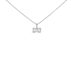 .925 Sterling Silver 1/5 Cttw Diamond Dog Bone Pendant Necklace (H-I Color, I1-I2 Clarity) - 18"