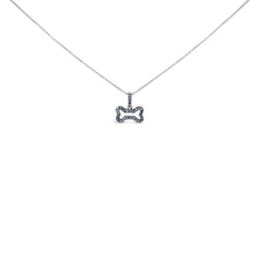 .925 Sterling Silver 1/5 Cttw Blue Diamond Dog Bone Pendant Necklace (Blue Color, I1-I2 Clarity) - 18"