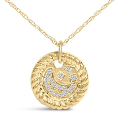 10K Yellow Gold Diamond Accent Crescent Moon Pendant Necklace