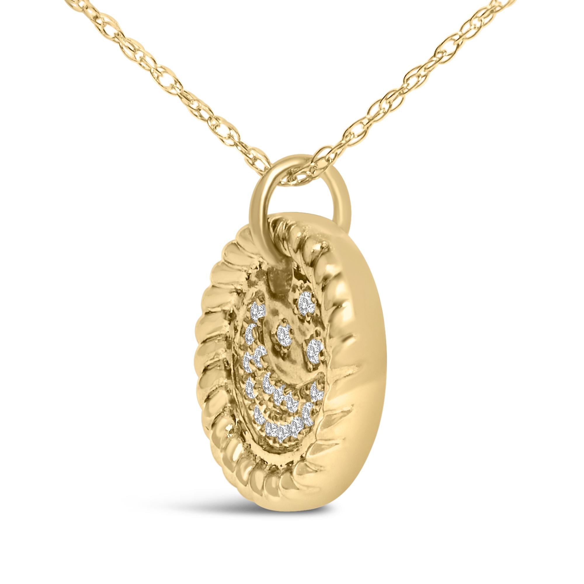 10K Yellow Gold Diamond Accent Crescent Moon Pendant Necklace