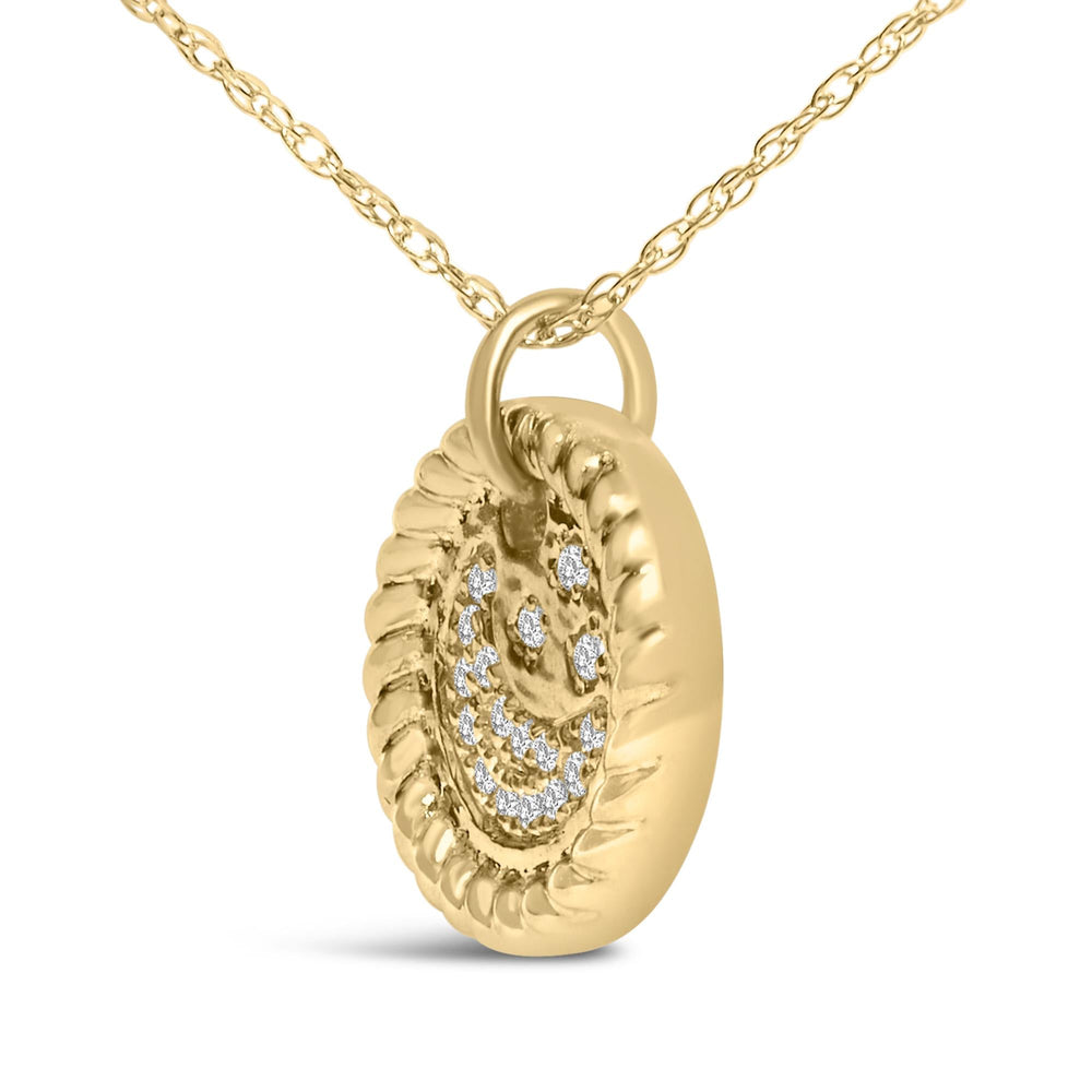 10K Yellow Gold Diamond Accent Crescent Moon Pendant Necklace