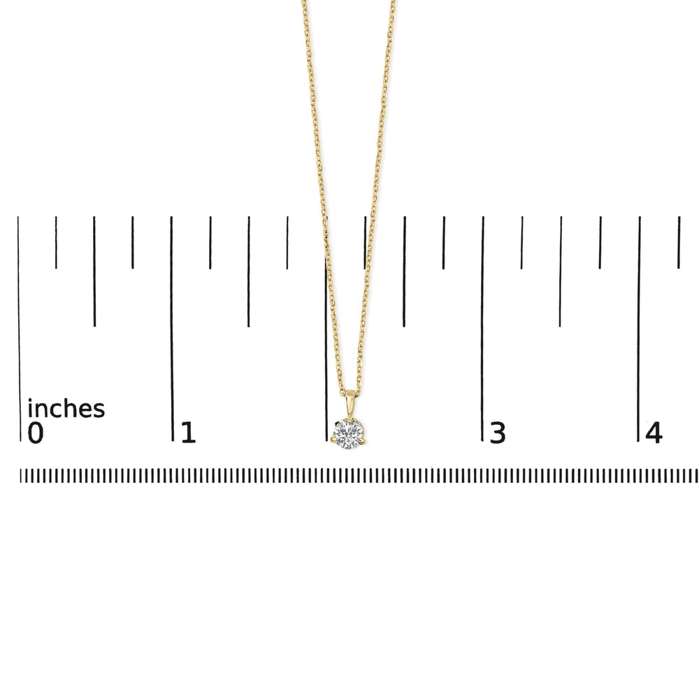 14K Yellow Gold 3/8 Cttw 3 Prong Martini Set Round Diamond Solitaire Pendant Necklace (G-H Color, SI2-I1 Clarity) - 18" Inches