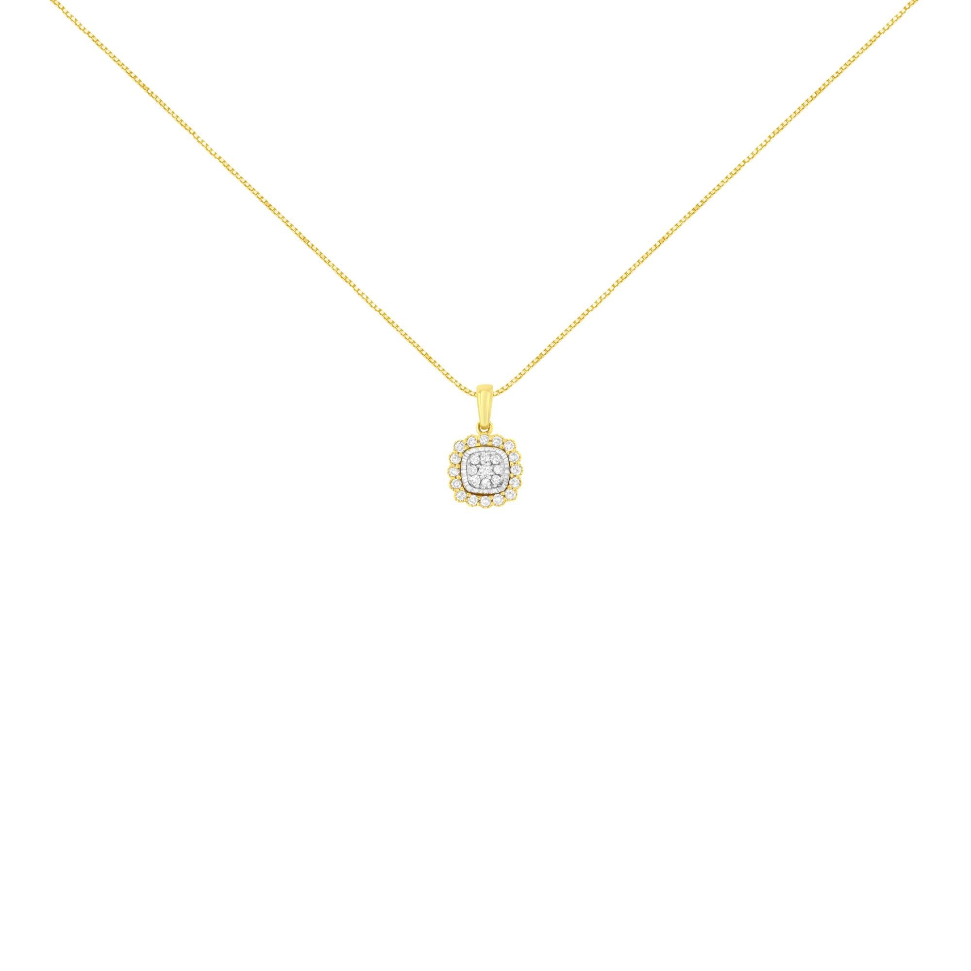 10K Yellow Gold Plated .925 Sterling Silver 1/4 Cttw Diamond 18" Pendant Necklace (I-J Color, I1-I2 Clarity)