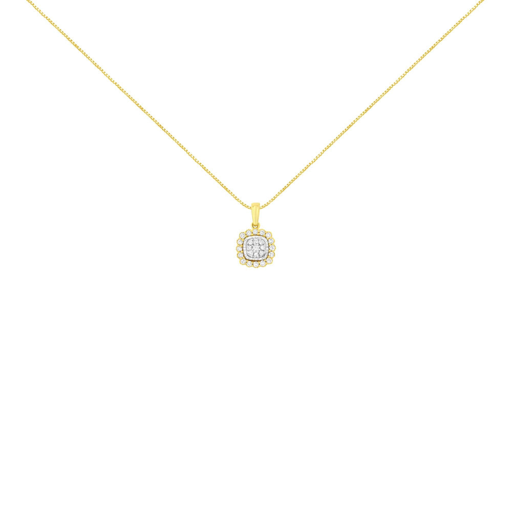 10K Yellow Gold Plated .925 Sterling Silver 1/4 Cttw Diamond 18" Pendant Necklace (I-J Color, I1-I2 Clarity)
