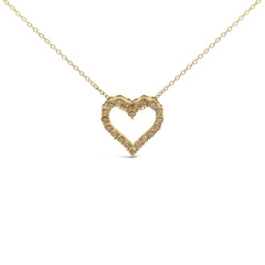 10K Yellow Gold Flashed .925 Sterling Silver 1/2 Cttw Champagne Diamond Miracle Plate Heart Pendant Necklace (K-L Color, I1-I2 Clarity) - 18"