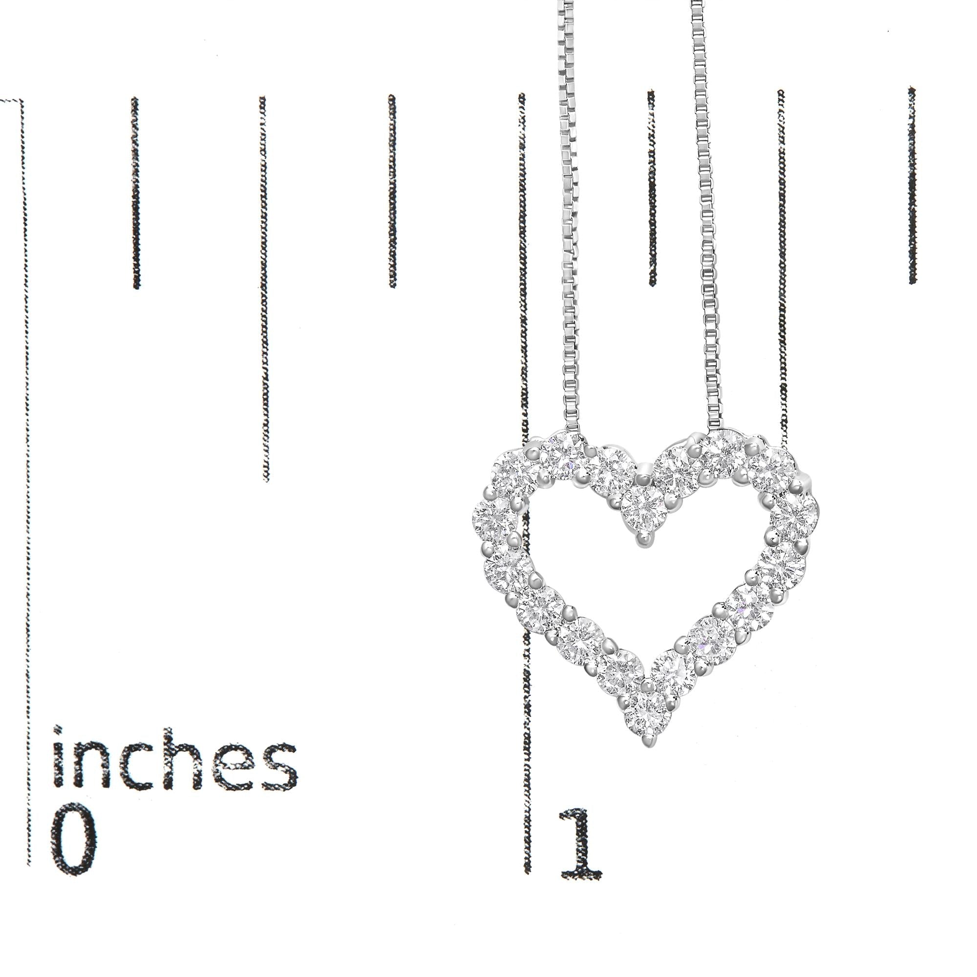 14K White Gold 1.0 Cttw Lab Grown Diamond Open Heart 18" Pendant Necklace (F-G Color, VS1-VS2 Clarity)
