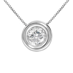 14K White Gold 1 1/6 Cttw Bezel Set Diamond Solitaire Pendant Necklace (H-I Color, SI2-I1 Clarity) - 18 Inch
