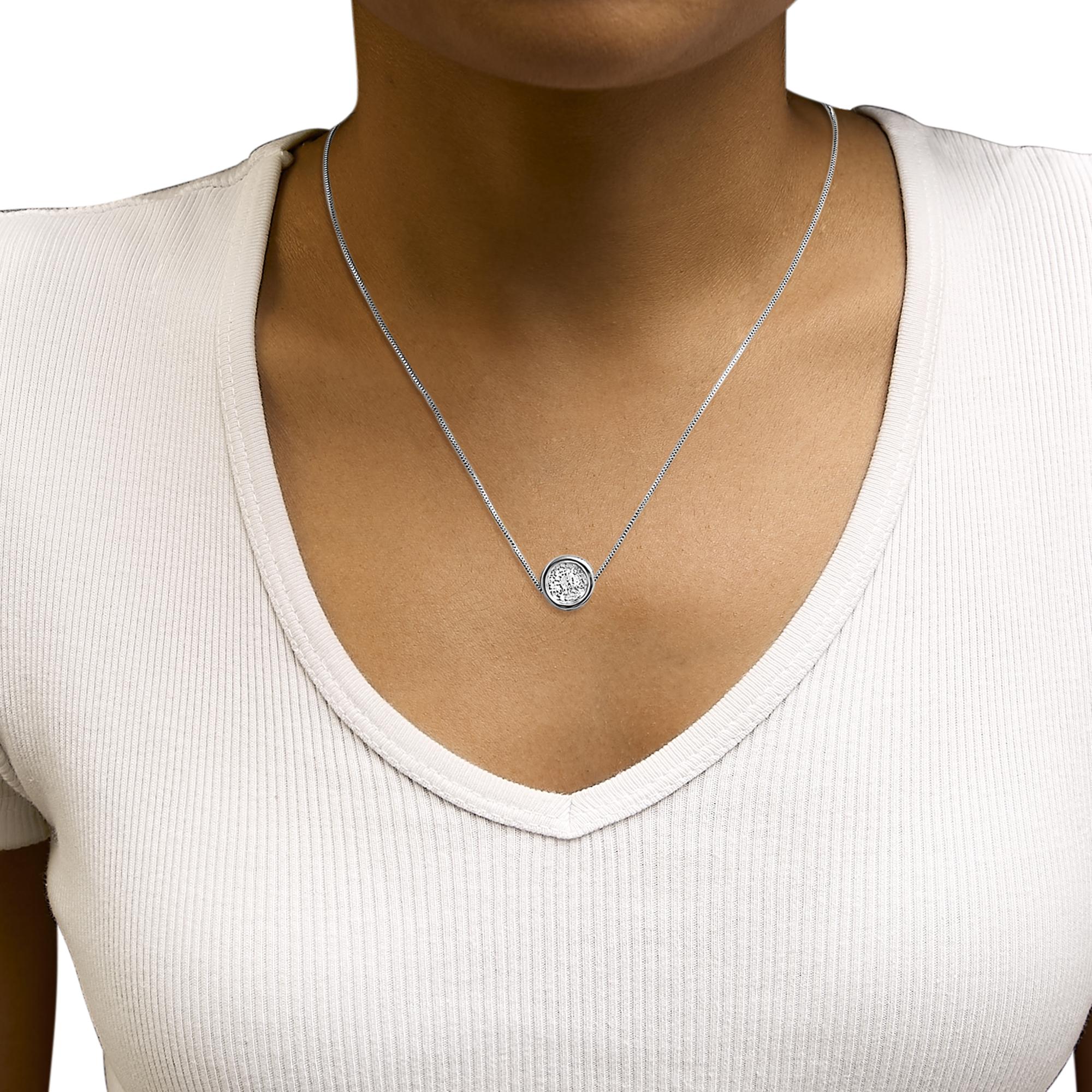 14K White Gold 1 1/6 Cttw Bezel Set Diamond Solitaire Pendant Necklace (H-I Color, SI2-I1 Clarity) - 18 Inch