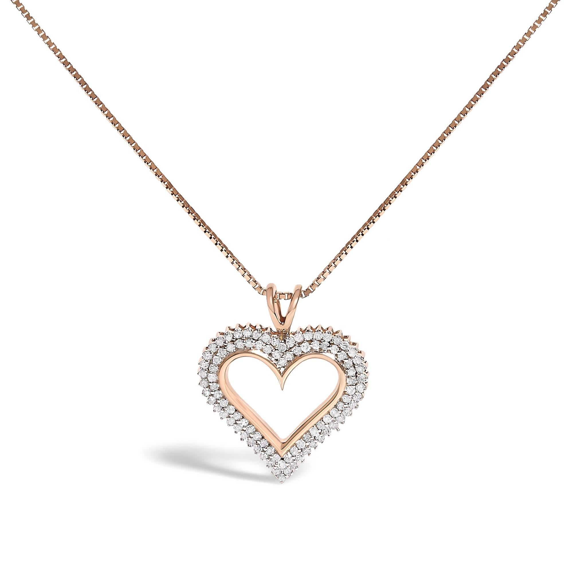 .925 Sterling Silver Diamond Heart 18" Pendant Necklace (I-J Color, I2-I3 Clarity)