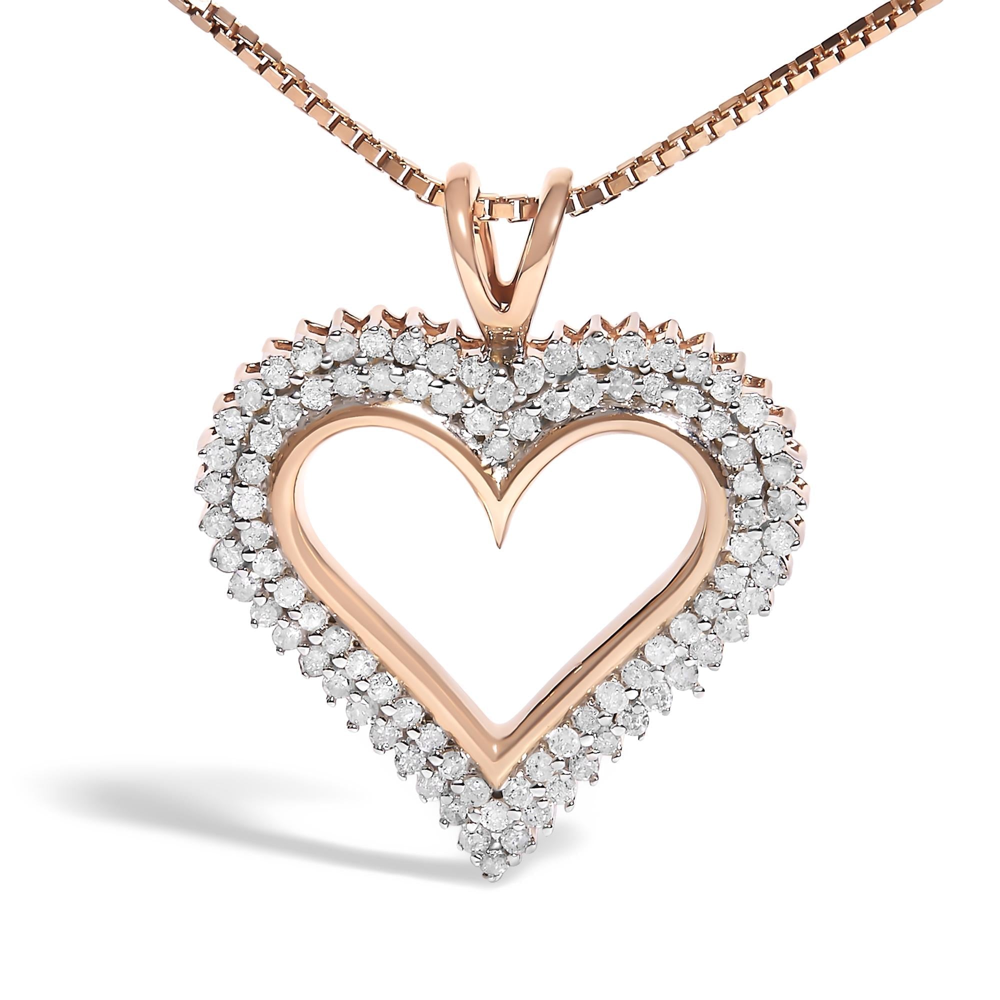 .925 Sterling Silver Diamond Heart 18" Pendant Necklace (I-J Color, I2-I3 Clarity)