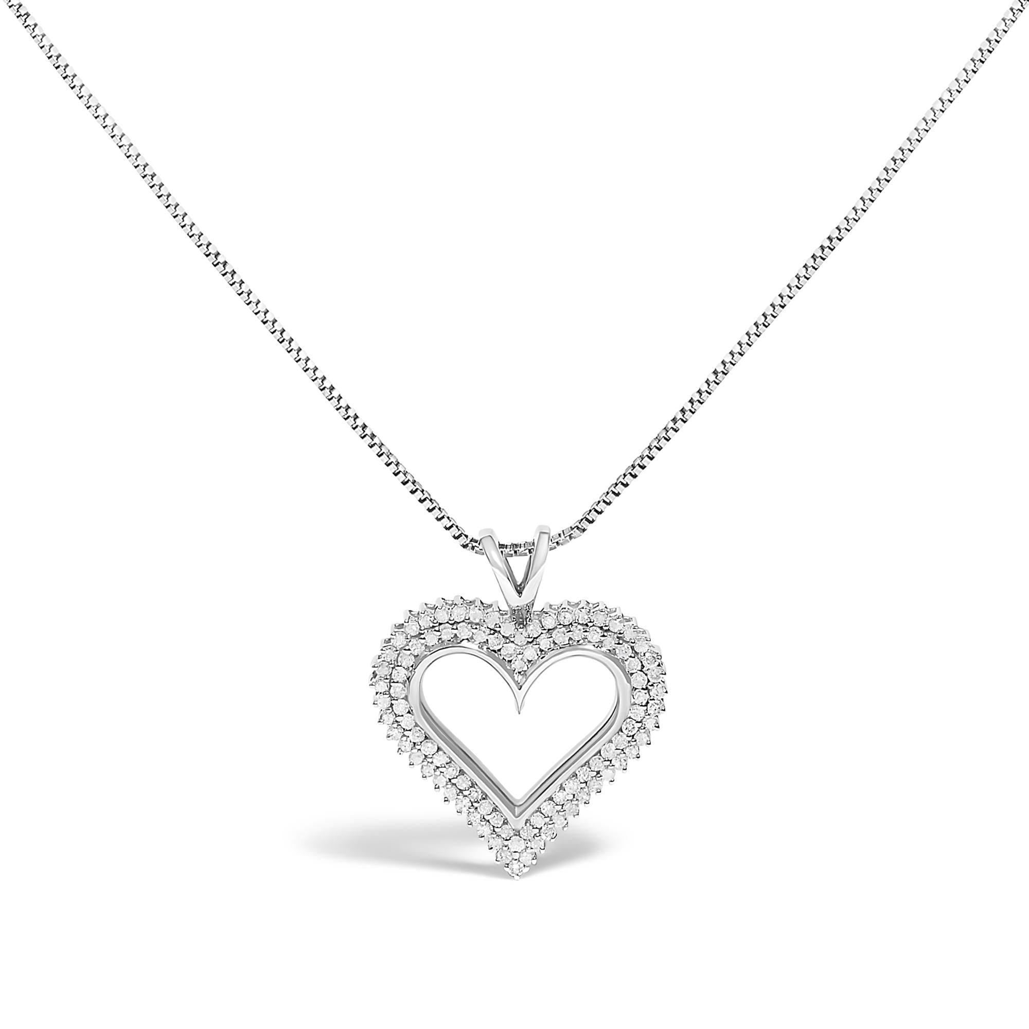 .925 Sterling Silver Diamond Heart 18" Pendant Necklace (I-J Color, I2-I3 Clarity)