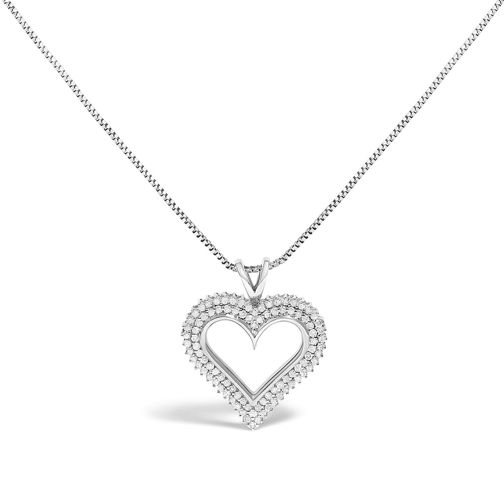 .925 Sterling Silver Diamond Heart 18" Pendant Necklace (I-J Color, I2-I3 Clarity)