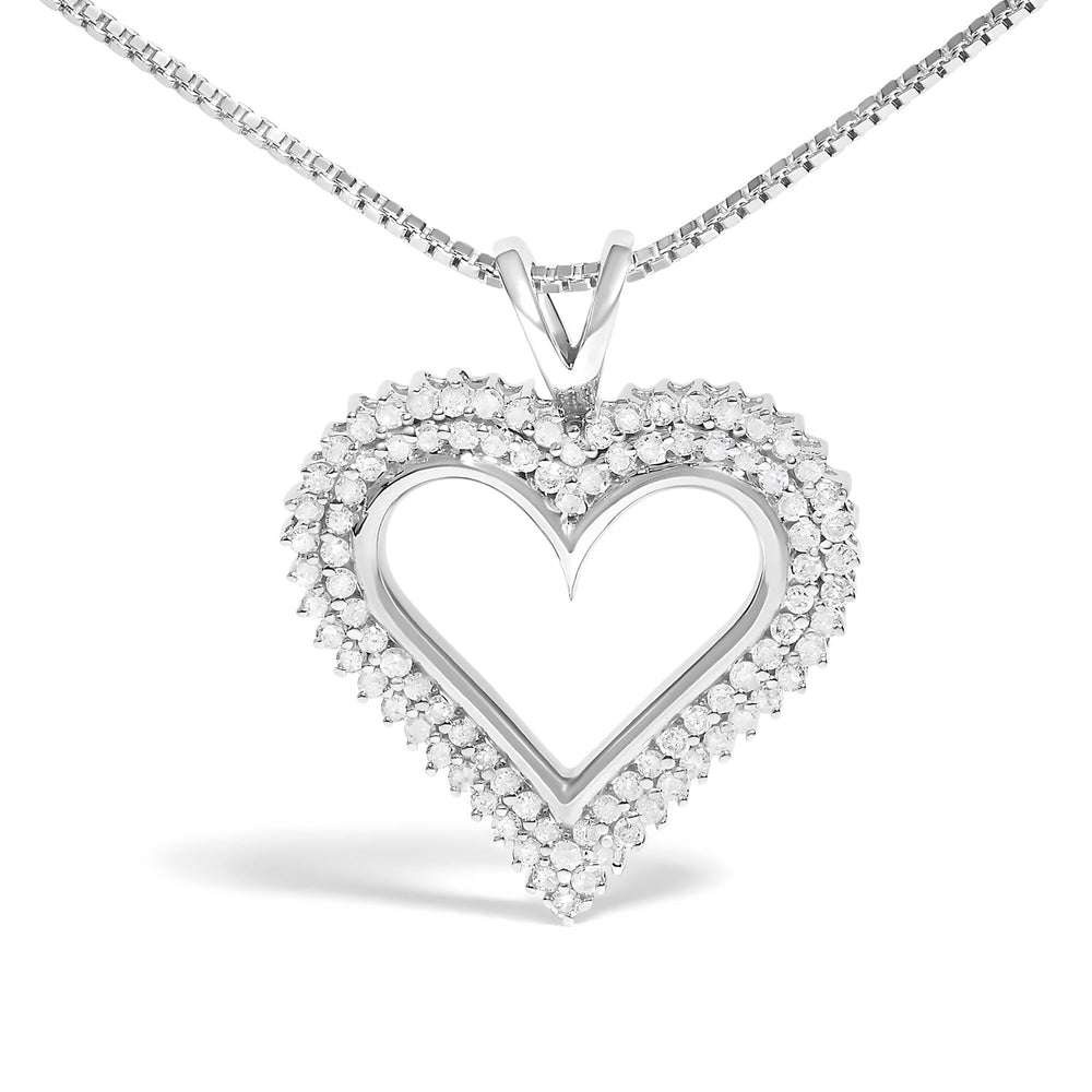 .925 Sterling Silver Diamond Heart 18" Pendant Necklace (I-J Color, I2-I3 Clarity)