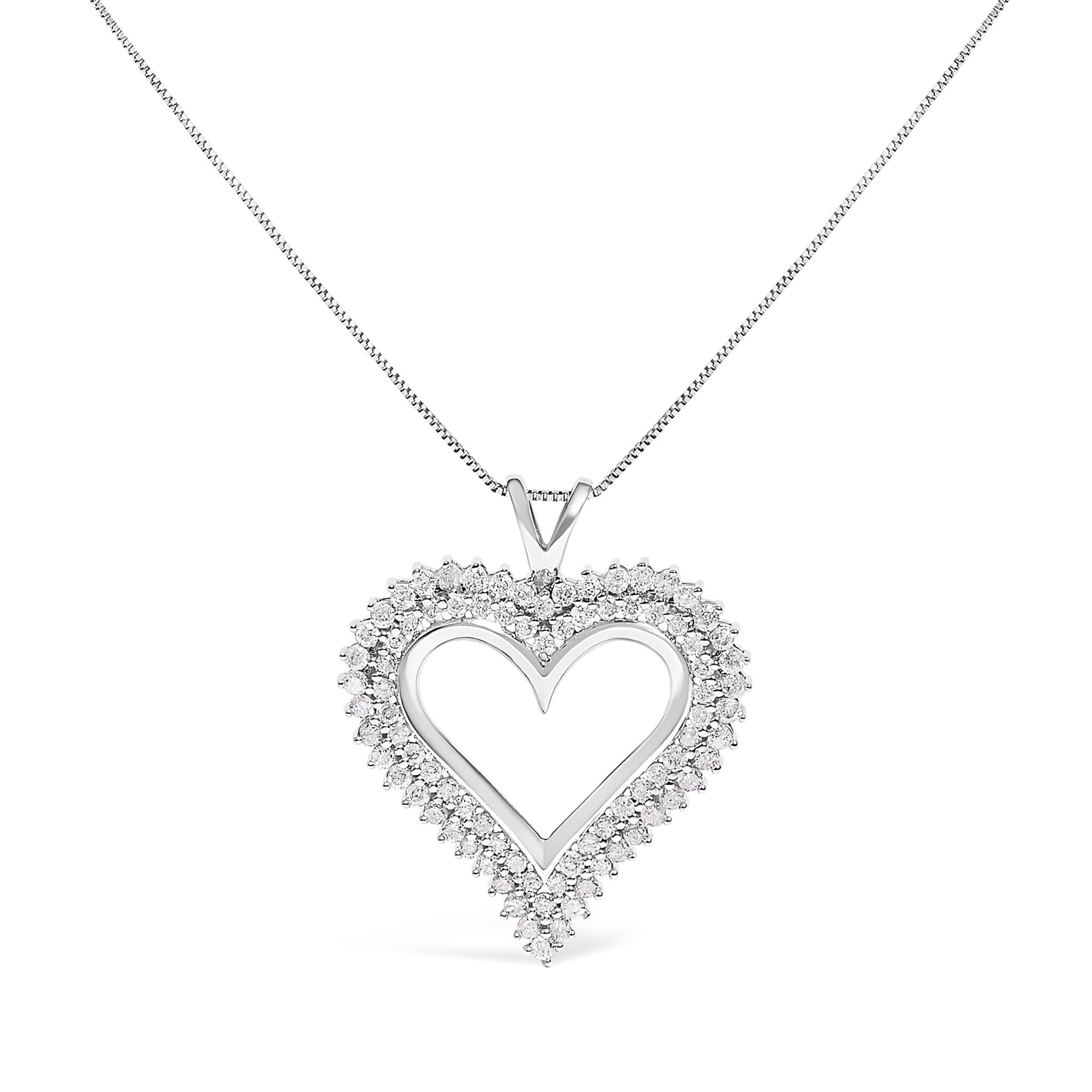 .925 Sterling Silver Diamond Heart 18" Pendant Necklace (I-J Color, I2-I3 Clarity)