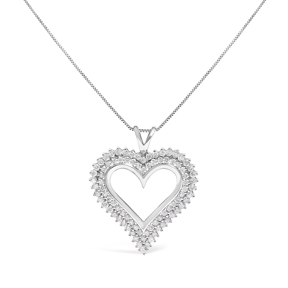 .925 Sterling Silver Diamond Heart 18" Pendant Necklace (I-J Color, I2-I3 Clarity)