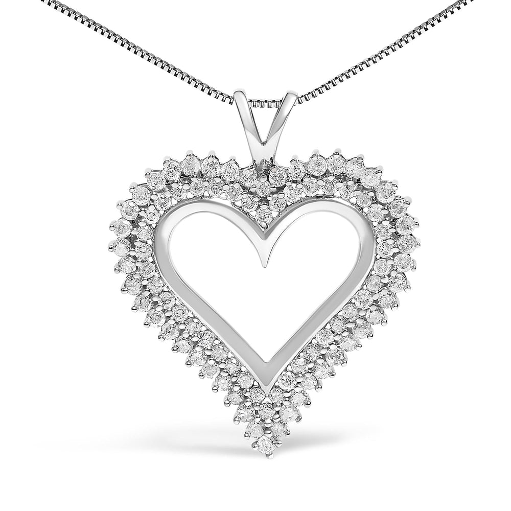 .925 Sterling Silver Diamond Heart 18" Pendant Necklace (I-J Color, I2-I3 Clarity)