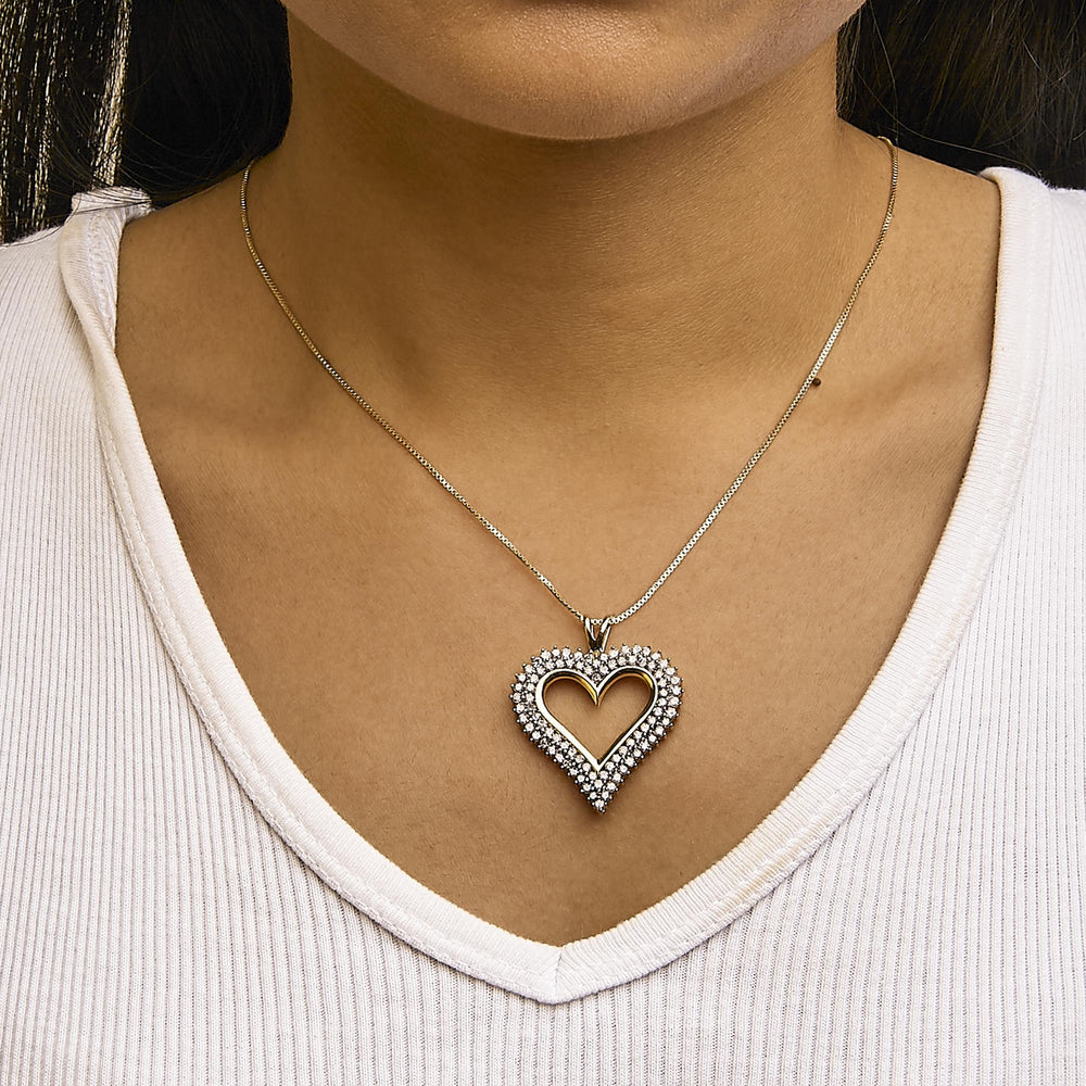 .925 Sterling Silver Diamond Heart 18" Pendant Necklace (I-J Color, I2-I3 Clarity)