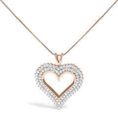 .925 Sterling Silver Diamond Heart 18" Pendant Necklace (I-J Color, I2-I3 Clarity)